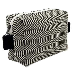 bianco nero rigato Beauty Case in tessuto artigianale Made By Sardinia