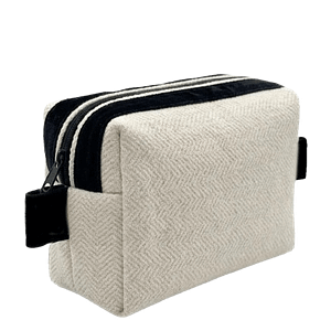 bianco nero a bande Beauty Case in tessuto artigianale Made By Sardinia