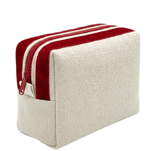 bianco rosso a bande Beauty Case in tessuto artigianale Made By Sardinia