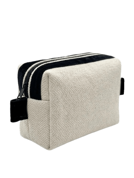 bianco nero a bande Beauty Case in tessuto artigianale Made By Sardinia