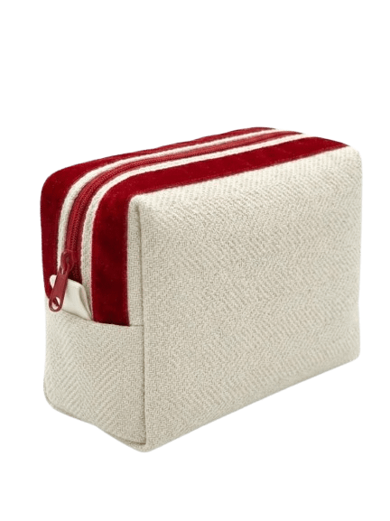 bianco rosso a bande Beauty Case in tessuto artigianale Made By Sardinia