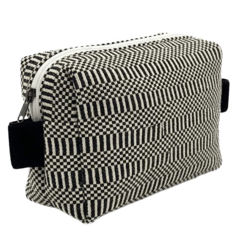 bianco nero rigato Beauty Case in tessuto artigianale Made By Sardinia