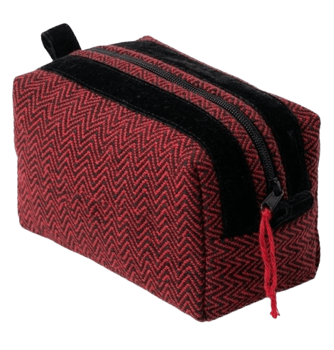 rosso nero a rombi Beauty Case in tessuto artigianale Made By Sardinia